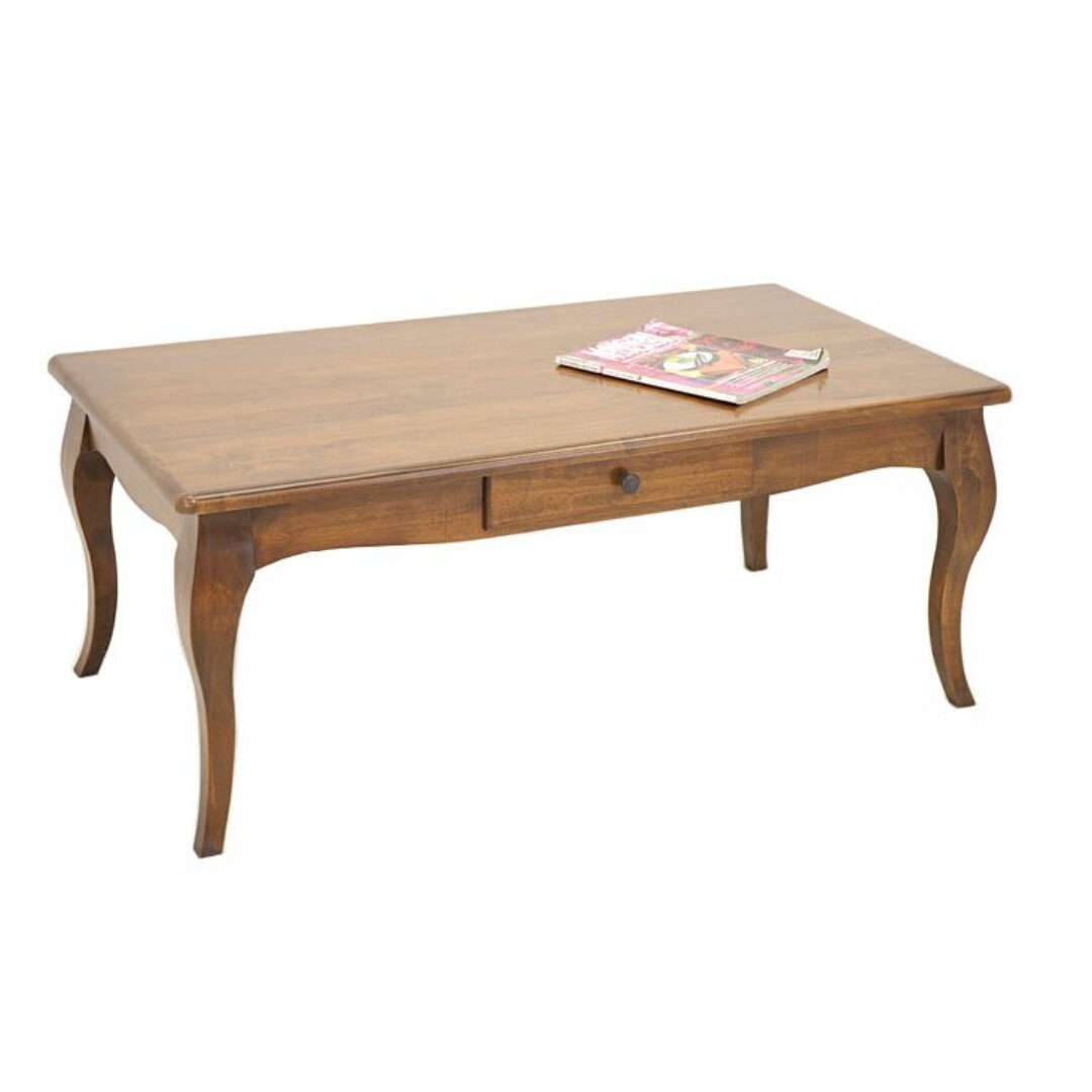 MD8887 Low Table, Solid wood coffee table with 1 drawer, luxurious Florence design