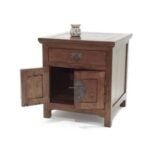 MD8930 Bedside Table, Solid wood bedside table with 1 drawer and 2 doors, Tao Confo design