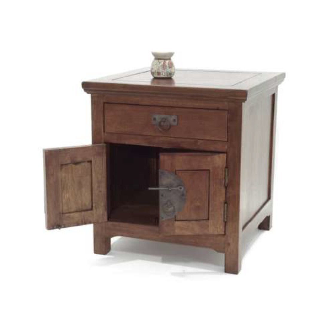 MD8930 Bedside Table, Solid wood bedside table with 1 drawer and 2 doors, Tao Confo design