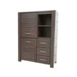 MD8941 Wooden Cupboard, Tall, solid wood storage cabinet with 2 doors and 3 drawers