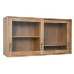 MD8956 Wall Shelf with 2 Glass Doors, Solid wood wall shelf with glass doors