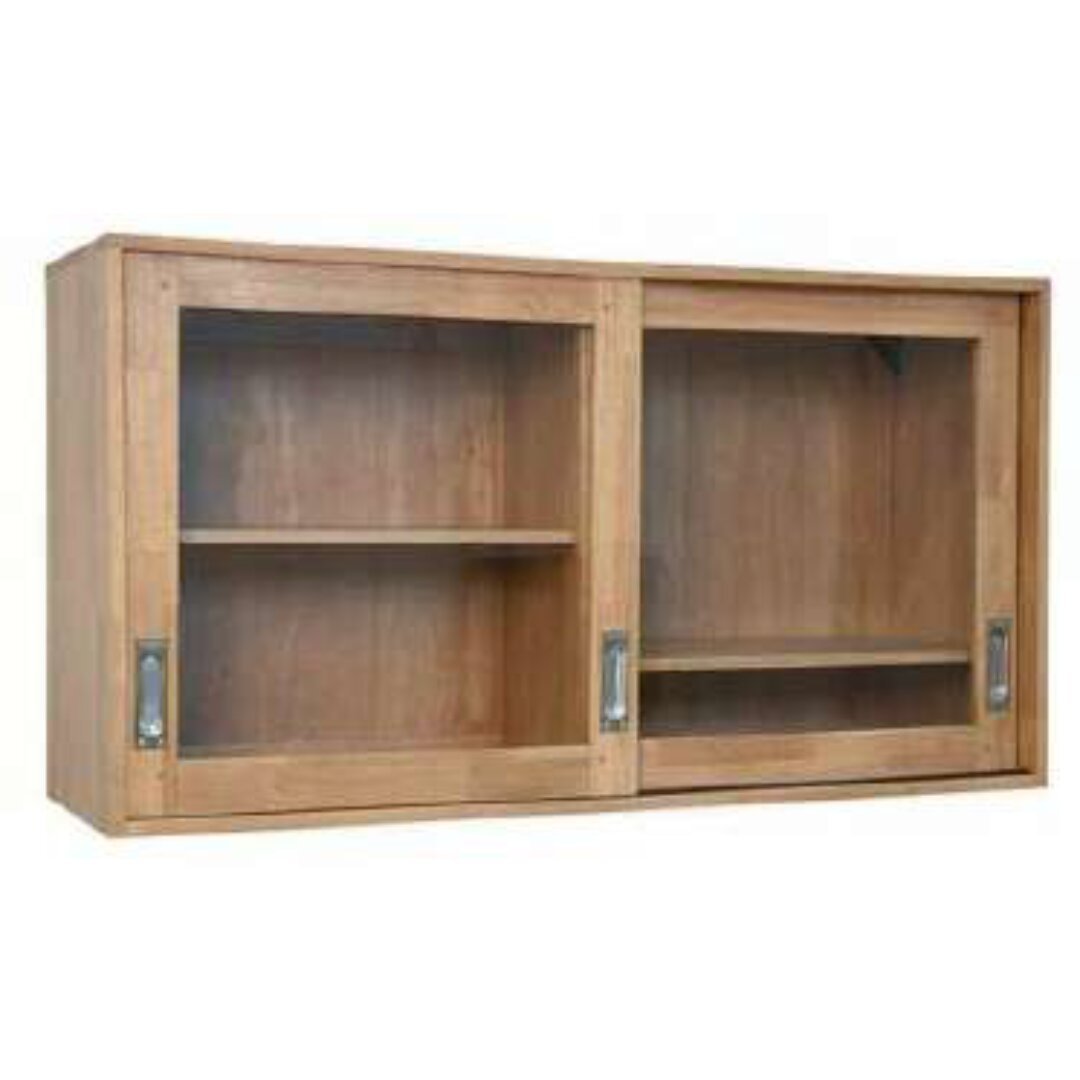 MD8956 Wall Shelf with 2 Glass Doors, Solid wood wall shelf with glass doors
