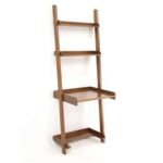 MD8962KD Bookshelf Desk Ladder, Minimalist design, solid wood desk with ladder top