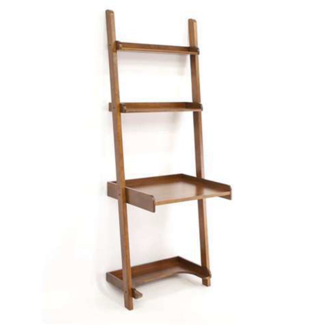 MD8962KD Bookshelf Desk Ladder, Minimalist design, solid wood desk with ladder top