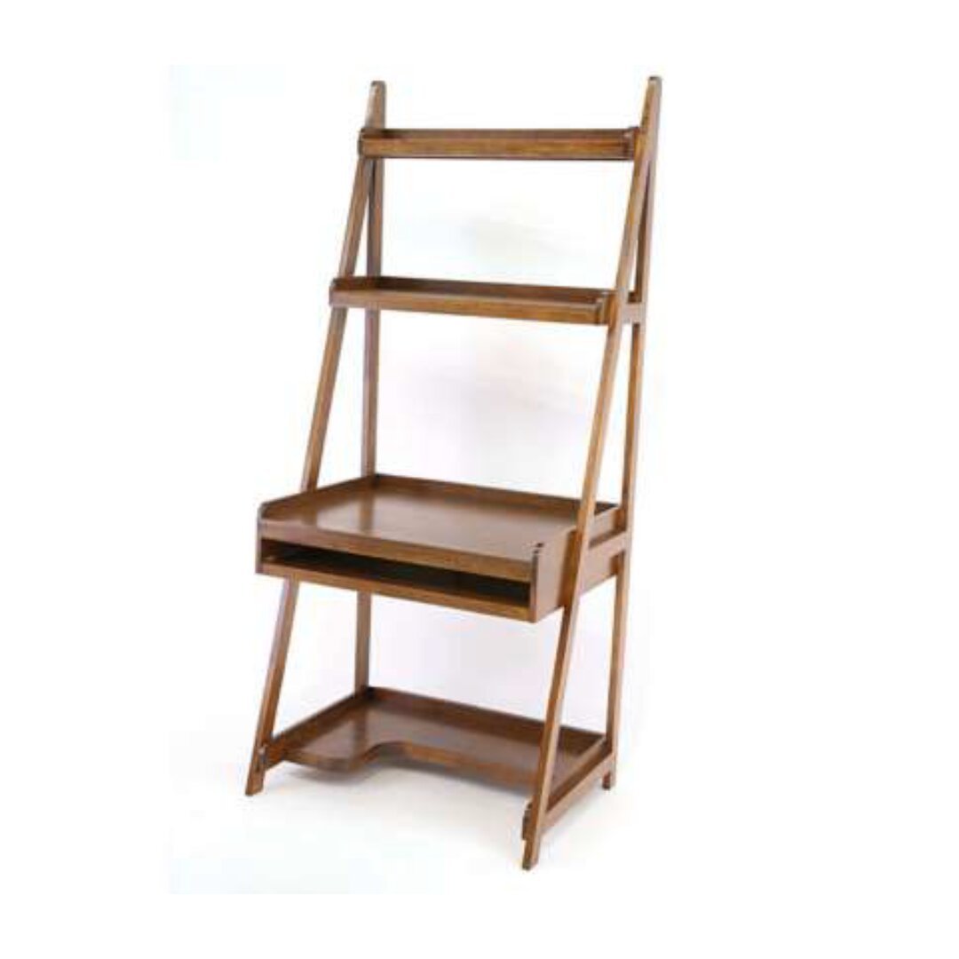 MD8963 Bookshelf Desk Ladder, Solid Wood Desk with 1 Drawer