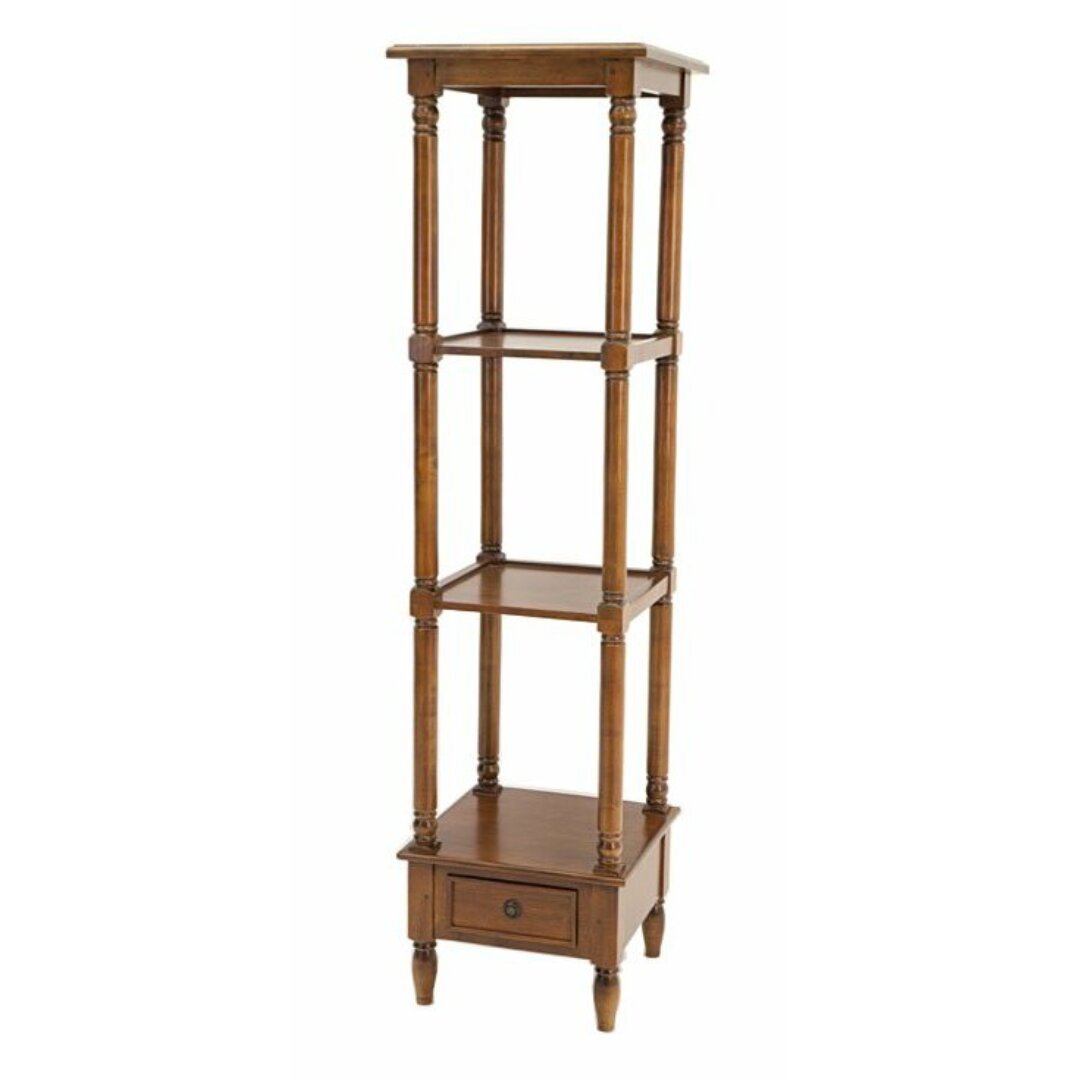 MD8965 Wooden Column, Tall Display Cabinet made of Solid Wood, 1 Drawer, Parisian Style