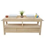 MD8966 Low Bathroom Cabinet, Solid Wood Under-Sink Cabinet with 3 Drawers