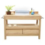MD8967 Low Bathroom Cabinet, Solid Wood Under-Sink Cabinet with 2 Drawers
