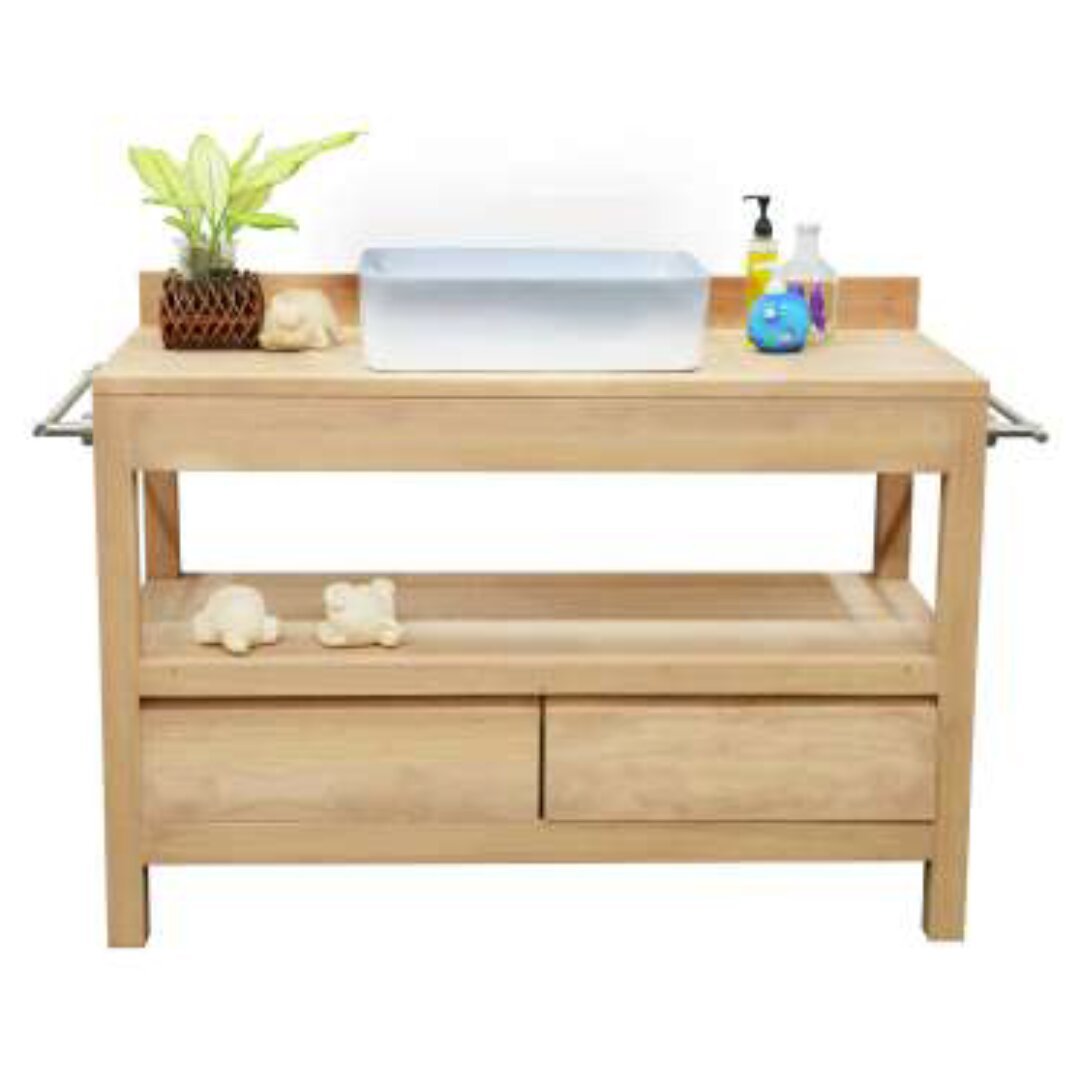 MD8967 Low Bathroom Cabinet, Solid Wood Under-Sink Cabinet with 2 Drawers