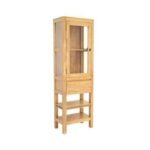 MD8970 Bathroom Showcase, Solid wood bathroom display cabinet with glass door and 1 drawer