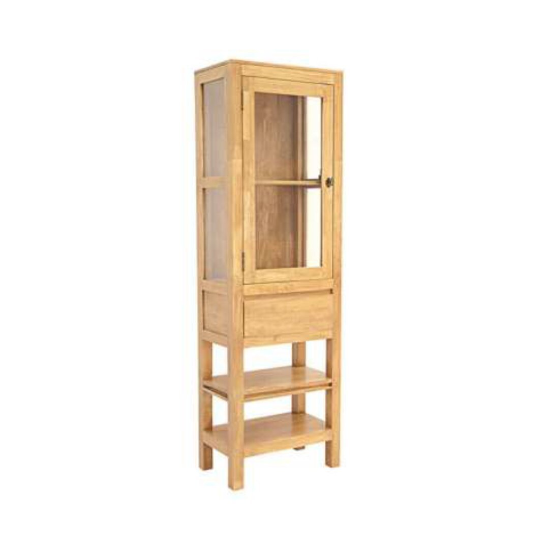 MD8970 Bathroom Showcase, Solid wood bathroom display cabinet with glass door and 1 drawer