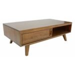 MD8975KD Coffee Table, Solid wood coffee table with two hinged doors, vintage design
