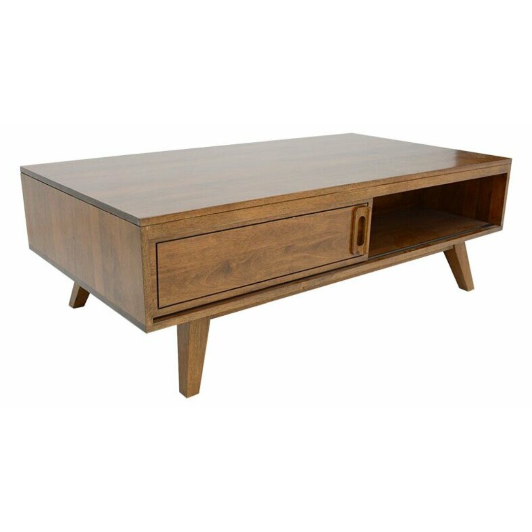MD8975KD Coffee Table, Solid wood coffee table with two hinged doors, vintage design