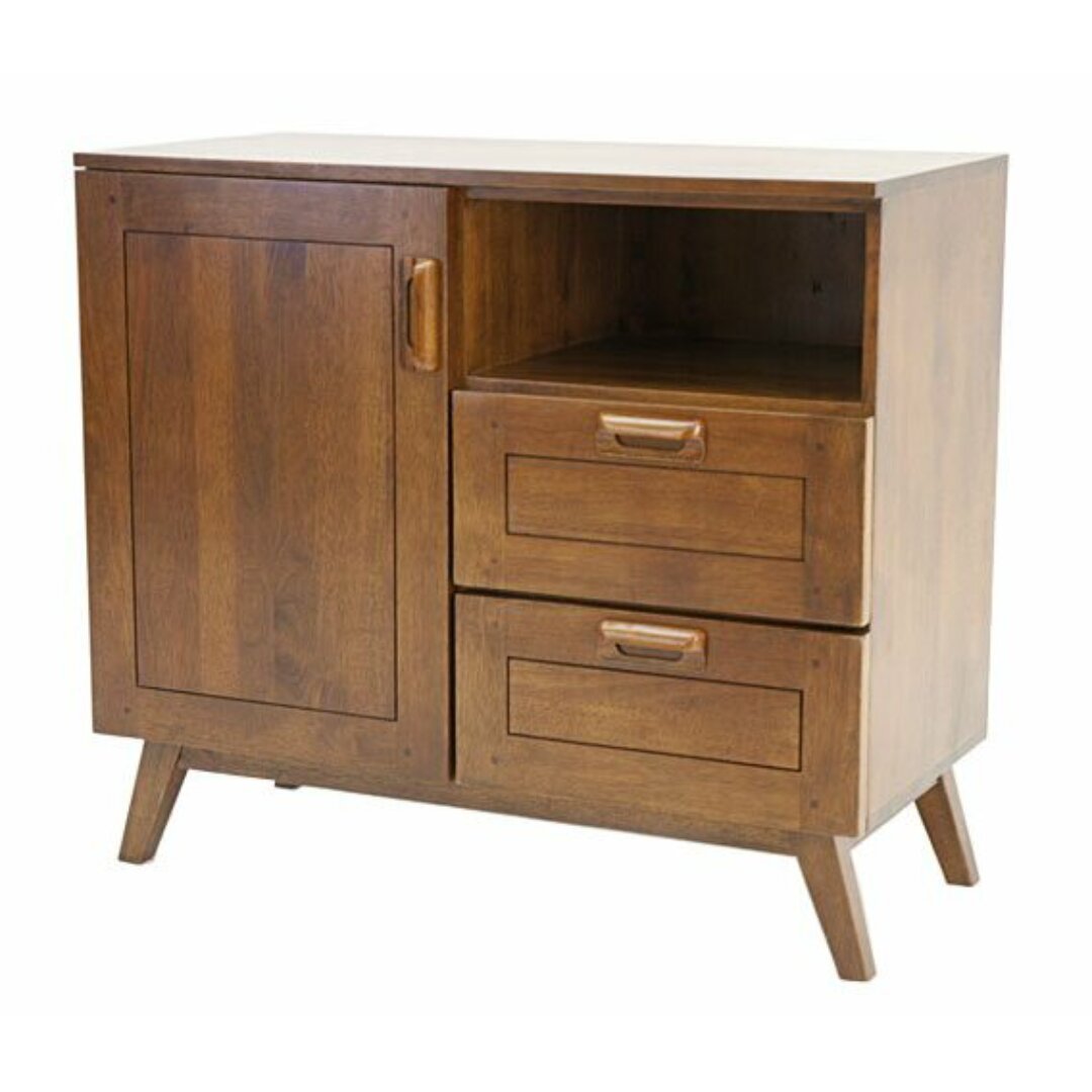MD8977KD Sideboard Cupboard Real Wood, A warm-designed sideboard/cupboard made of real wood with one door and two drawers
