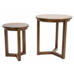 MD8978 Accent Table Set of 2 Real Wood, Minimalist Vintage Design, Set of 2 Real Wood Side Tables