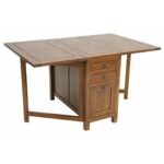 MD8980 Multifunction Table Real Wood, Solid wood table with 1 door and 3 drawers, vintage design