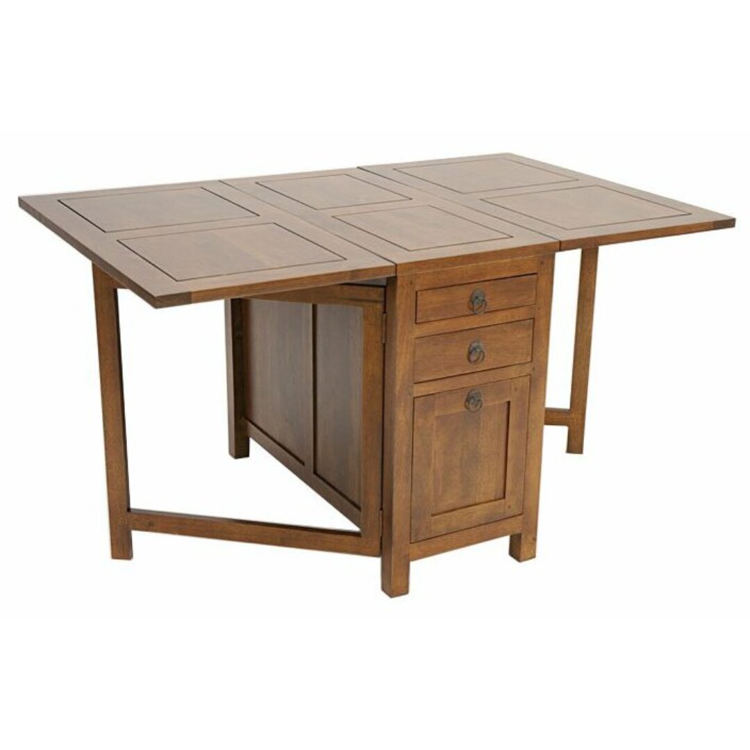 MD8980 Multifunction Table Real Wood, Solid wood table with 1 door and 3 drawers, vintage design