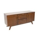 MD8987KD Low Cupboard Real Wood, A low cupboard made of real wood with two doors and two drawers, in a vintage design