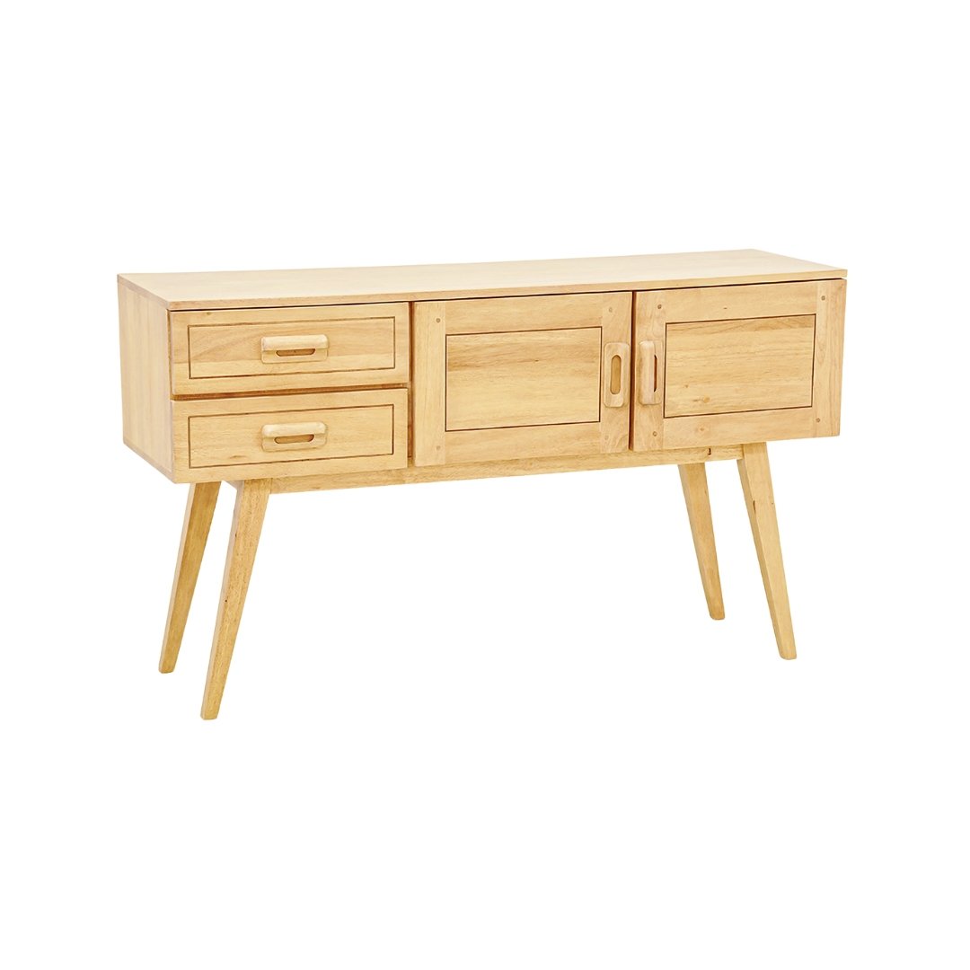 MD8991KD Console Table Real Wood, Solid wood console table with 2 doors and 2 drawers, view 2