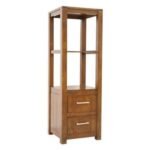 MD9033 Column Cabinet, Tall, solid wood cabinet with 2 drawers, minimalist style