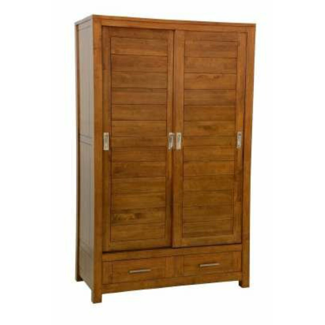 MD9046 Wood Wardrobe 2 Doors 2 Drawers, Solid wood wardrobe with 2 doors and 2 drawers