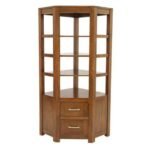 MD9076 Solid Wood Corner Bookshelf with 2 Drawers, Solid wood corner bookshelf with 2 drawers