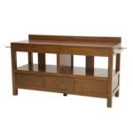 MD9087 Solid Wood Low Bathroom Cabinet 3 Drawers, Low-profile bathroom counter made of solid wood with 3 drawers