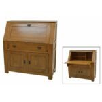 MD9097 Solid Wood Secretary Desk 3 Doors 1 Drawer, Tall, solid wood office desk