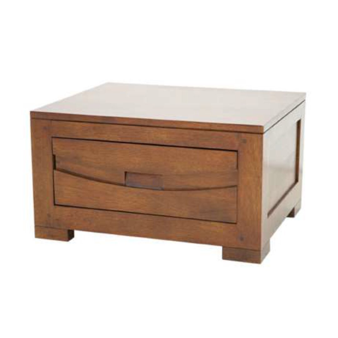 MD9105 Solid Wood Low Nightstand 1 Drawer, Low bedside table made of solid wood with 1 drawer