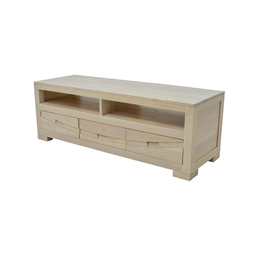 MD9107 Solid Wood TV Cabinet 3 Drawers, 130 cm Solid Wood TV Cabinet, view 2