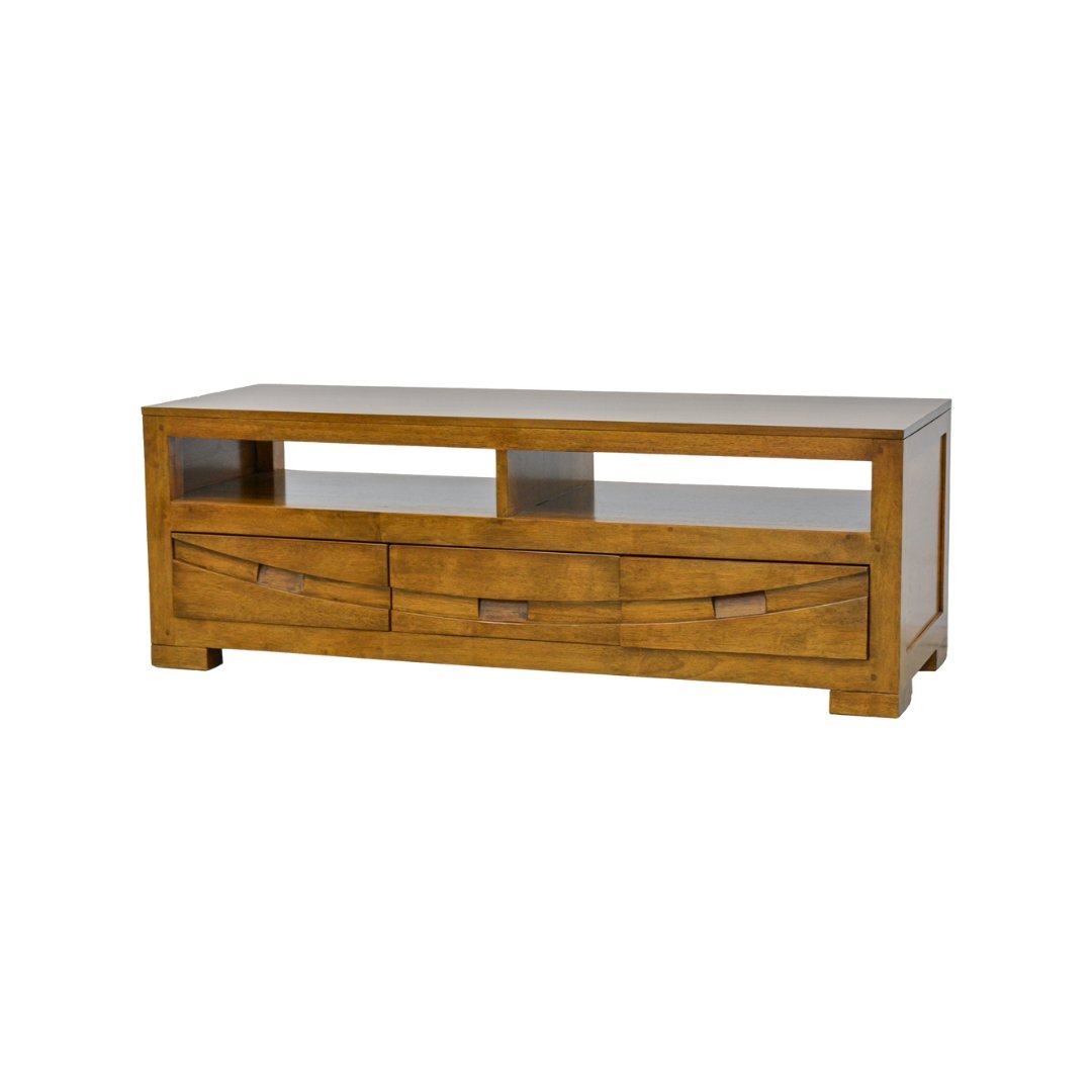 MD9107 Solid Wood TV Cabinet 3 Drawers, 130 cm Solid Wood TV Cabinet