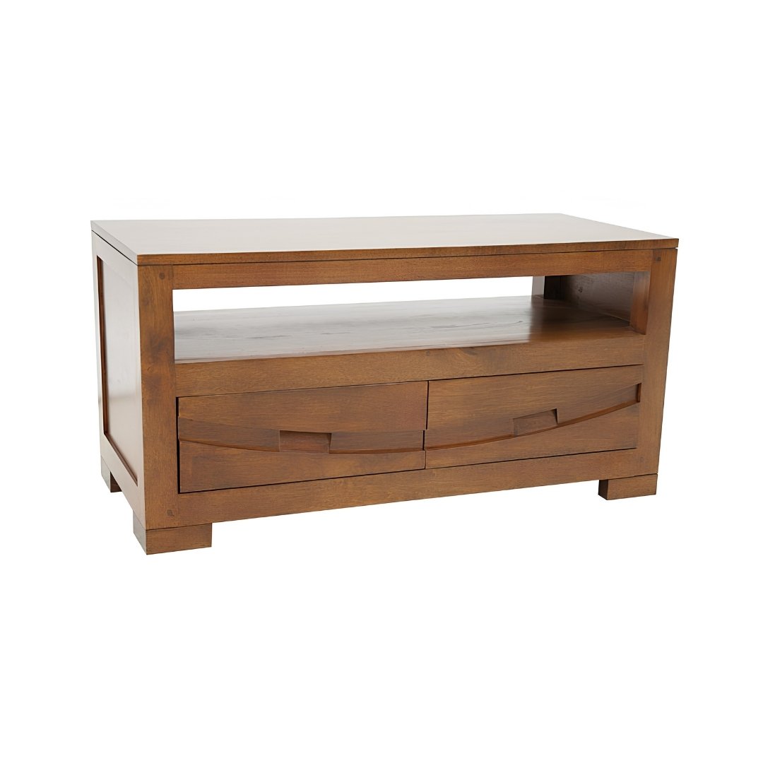 MD9112 Solid Wood Compact TV Cabinet 2 Drawers, 90 cm compact TV cabinet with 2 drawers
