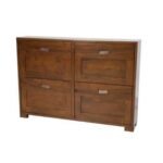 MD9114 Solid Wood Slim Shoe Cabinet 4 Drawers, Narrow shoe cabinet made of solid wood with 4 hinged doors