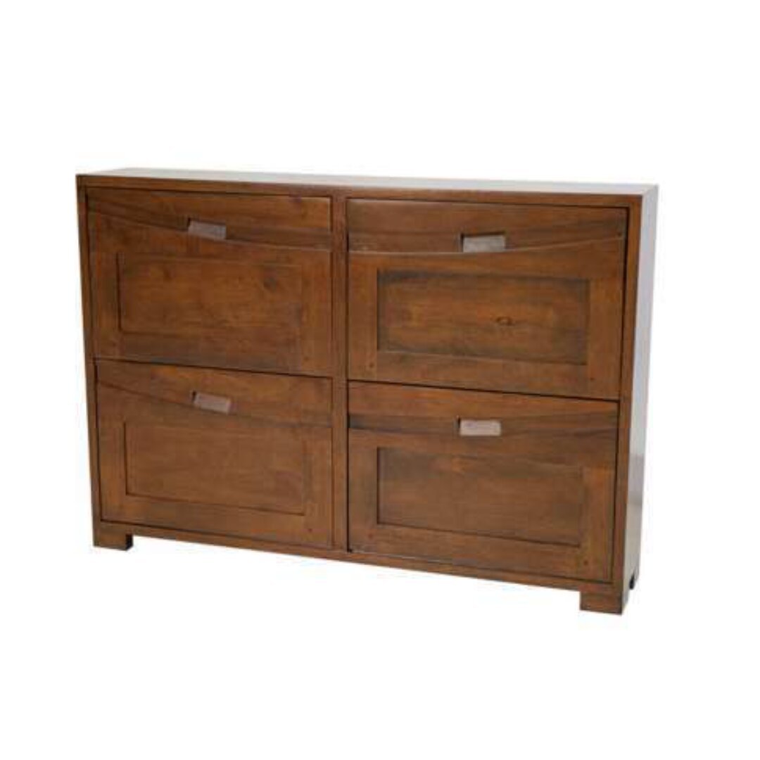 MD9114 Solid Wood Slim Shoe Cabinet 4 Drawers, Narrow shoe cabinet made of solid wood with 4 hinged doors
