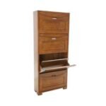 MD9116 Solid Wood Tall Shoe Cabinet 4 Drawers, Tall shoe cabinet made of solid wood with 4 hinged doors