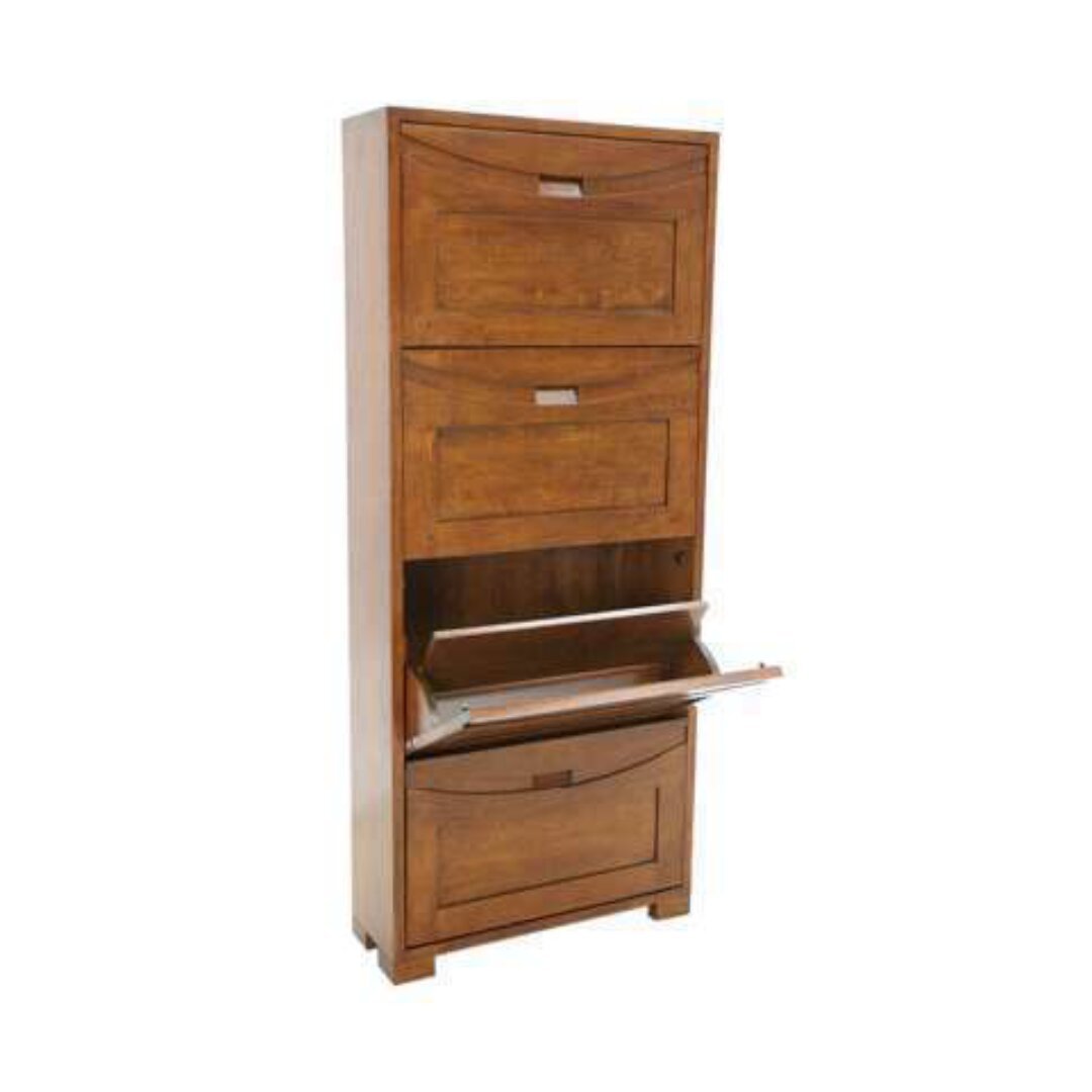 MD9116 Solid Wood Tall Shoe Cabinet 4 Drawers, Tall shoe cabinet made of solid wood with 4 hinged doors
