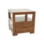 MD9120 Solid Wood Sofa Corner Table with 1 Drawer, 50 cm cube-shaped solid wood corner sofa table