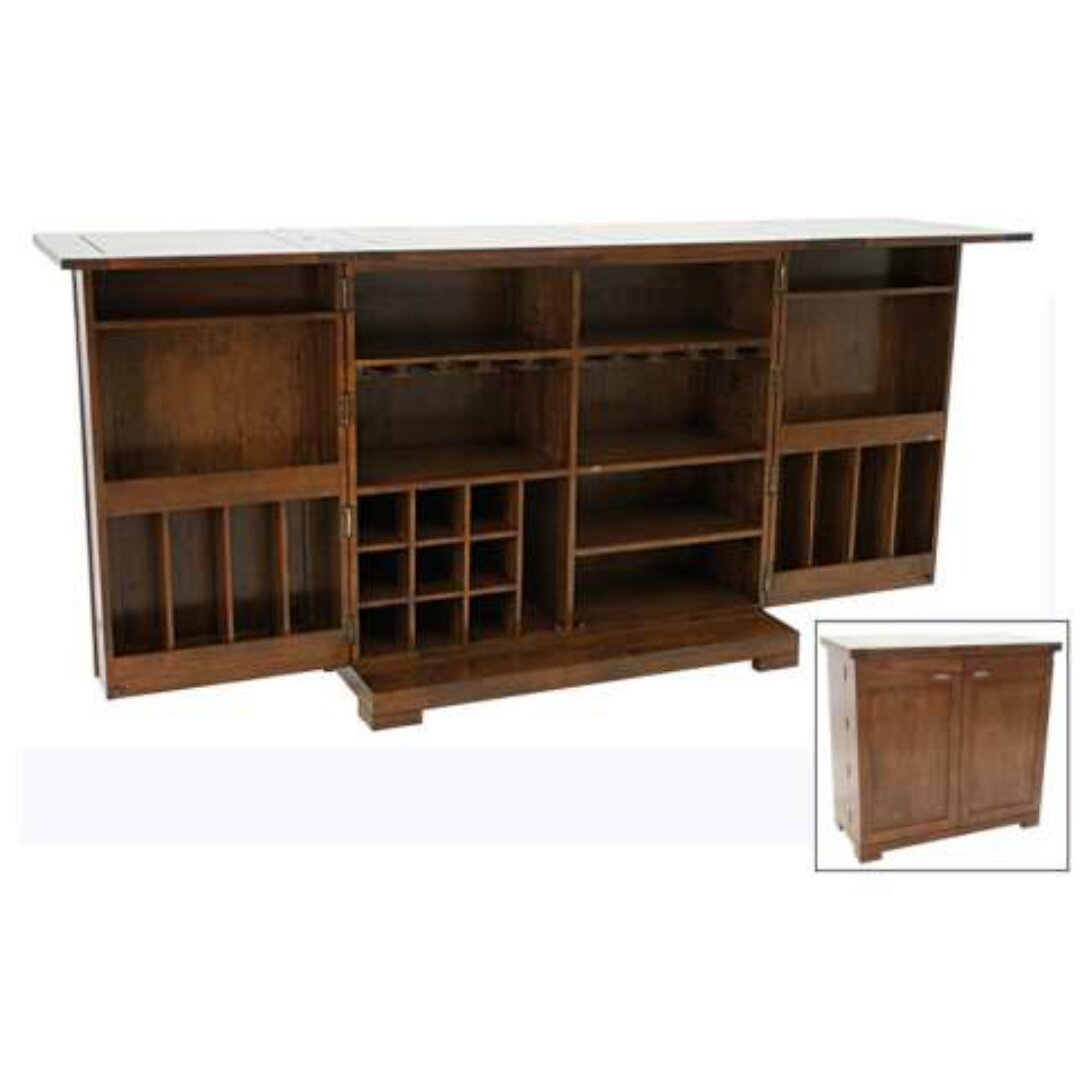 MD9125 Solid Wood Folding Bar Cabinet, A solid wood bar cabinet with an extendable folding top (maximum 220 cm) and two doors