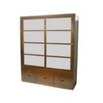 MD9132 Wardrobe, 3-piece solid wood wardrobe with 2 doors and 6 drawers