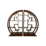 MD9133 Circle Shelf, Double round solid wood shelf for books and shelves, classic oriental style