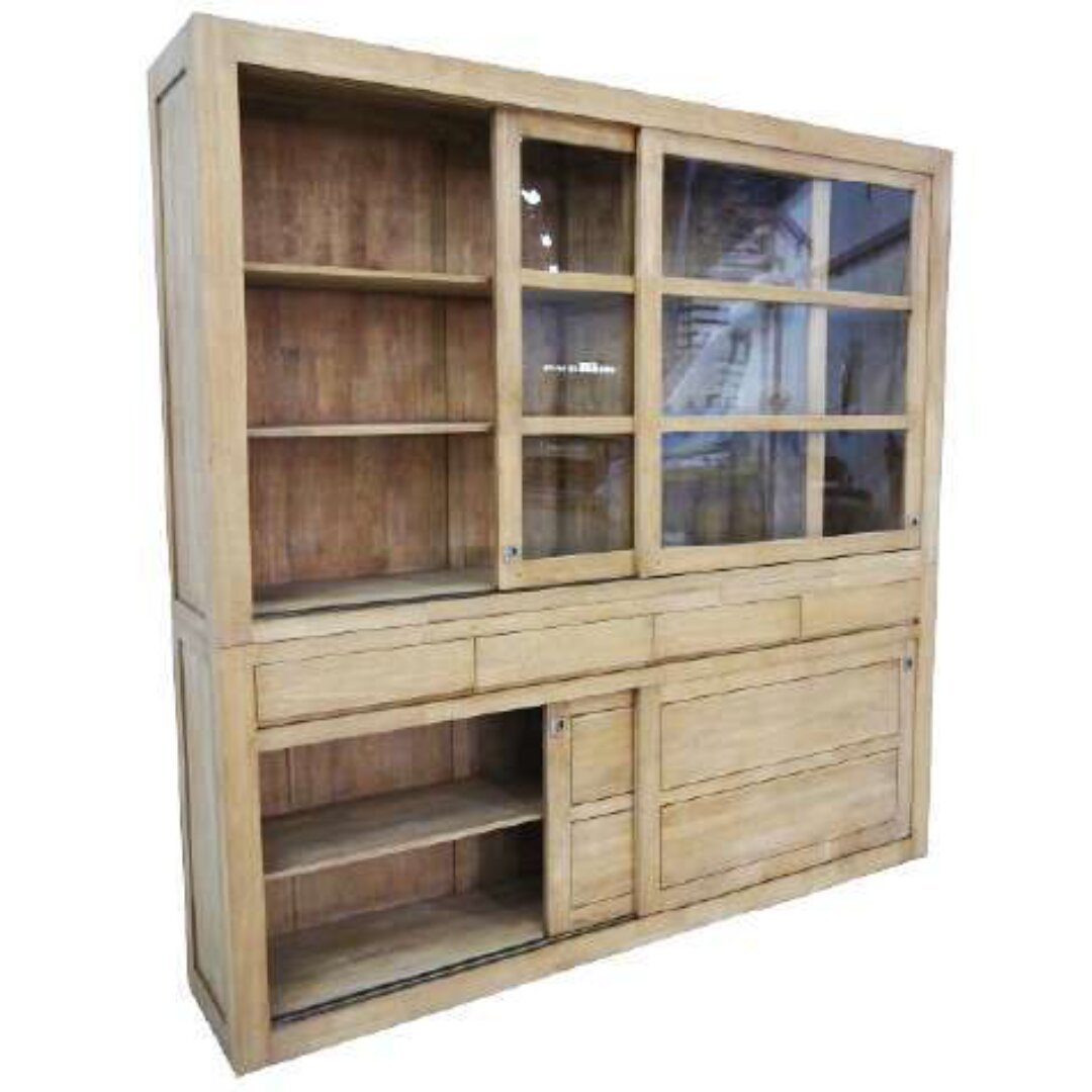 MD9135 Dresser, a two-piece display cabinet and bookshelf with four doors and four drawers