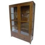 MD9155 Glass Case, Solid wood display case with 2 doors and 2 drawers