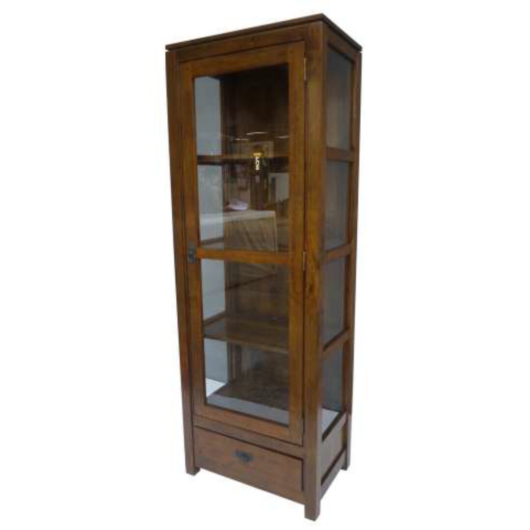 MD9156 Glass Case, Solid wood display case with 1 door and 1 drawer
