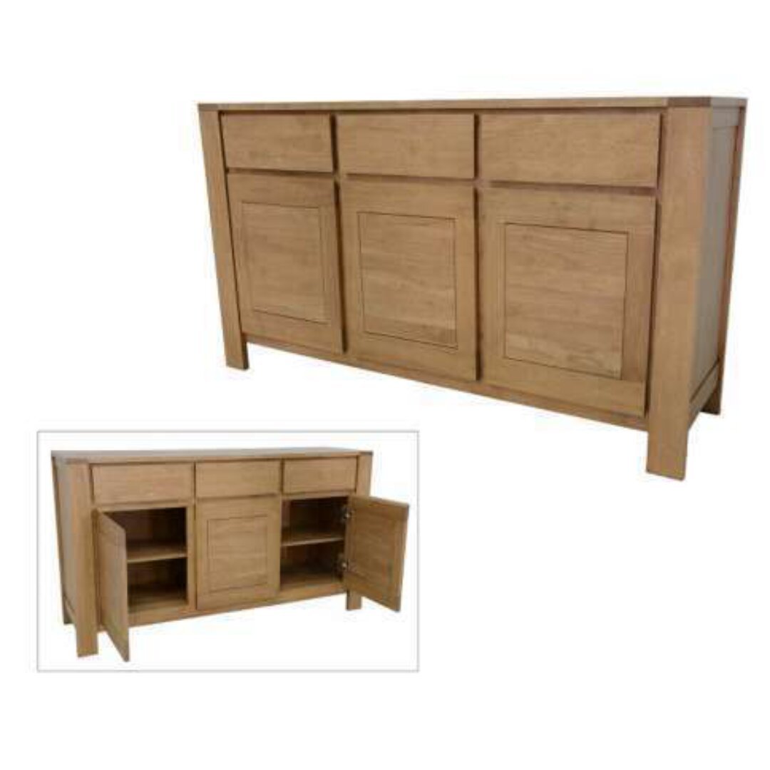 MD9179 Dresser, Wide, solid wood dresser with 3 doors and 3 drawers