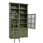 MD9187 Tall solid wood bookshelf with ladder