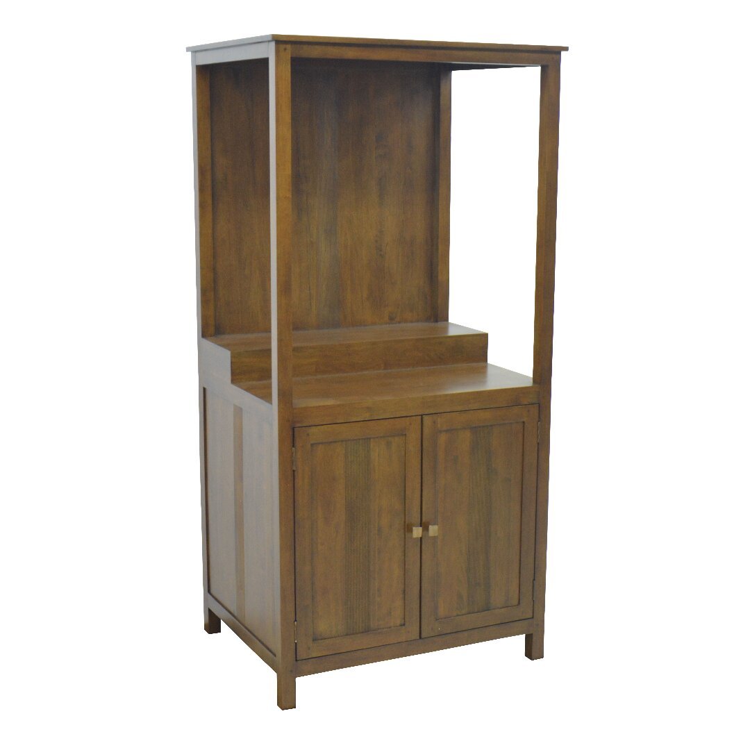 MD9196 Wooden Buddha Shelf, Authentic wood altar shelf with storage compartment and two doors