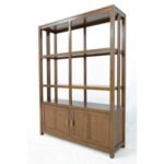 MD9197 Wooden Bookshelf, Solid wood bookshelf with two storage doors