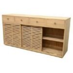 MD9274 Solid Wood Sideboard Cabinet with 3 Sliding Doors & 4 Drawers (180cm)