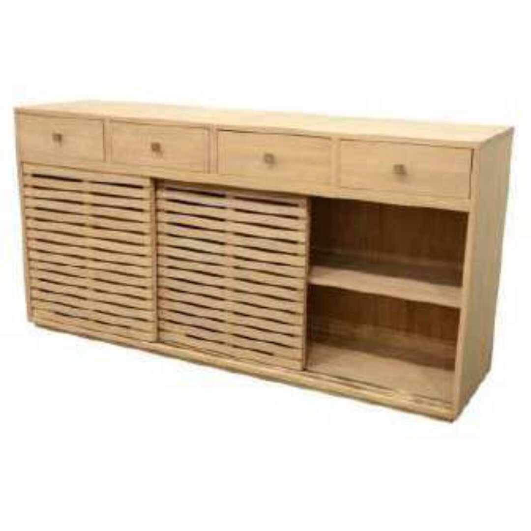 MD9274 Solid Wood Sideboard Cabinet with 3 Sliding Doors & 4 Drawers (180cm)