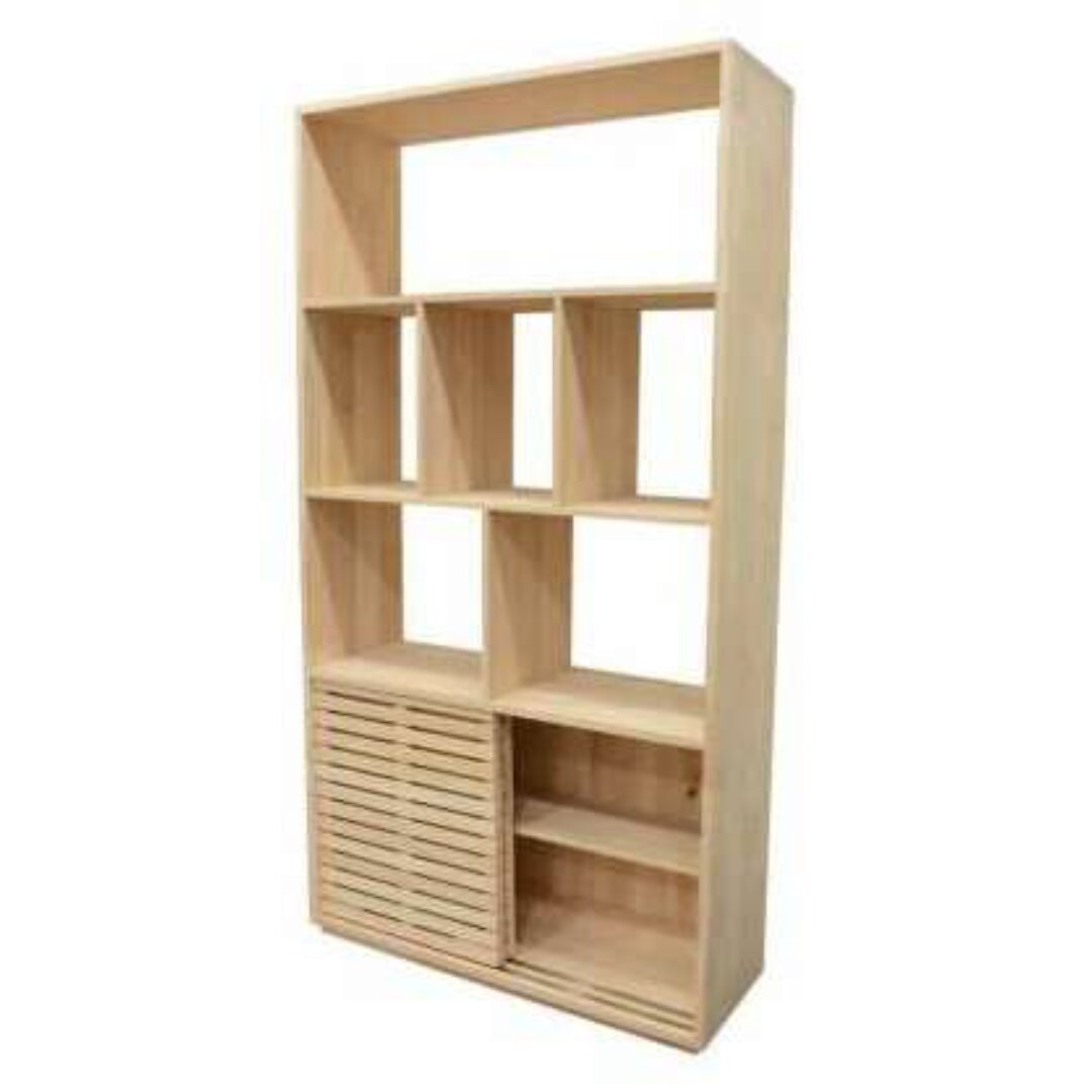 MD9296 Solid Wood Bookshelf with 2 Sliding Doors